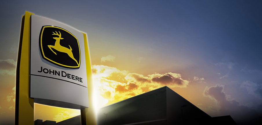 John Deere sign sunset